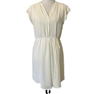 H&M Cream Sheer Lined Tie Waist Dress Size 12
